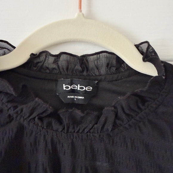 Bebe Black Ruffled Sheer Top - Picture 4 of 5